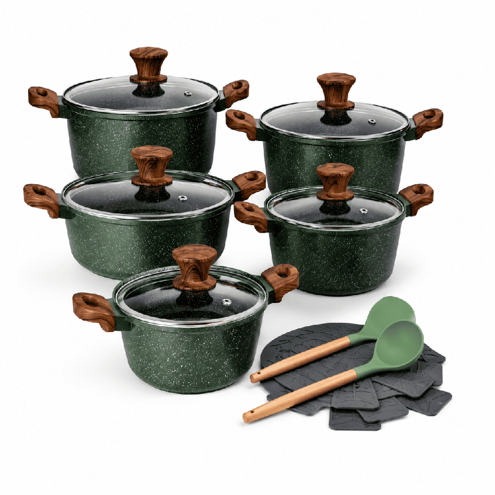 Qazan dəsti Donnor Crown 15 parca qranit DN-HG-15 Green